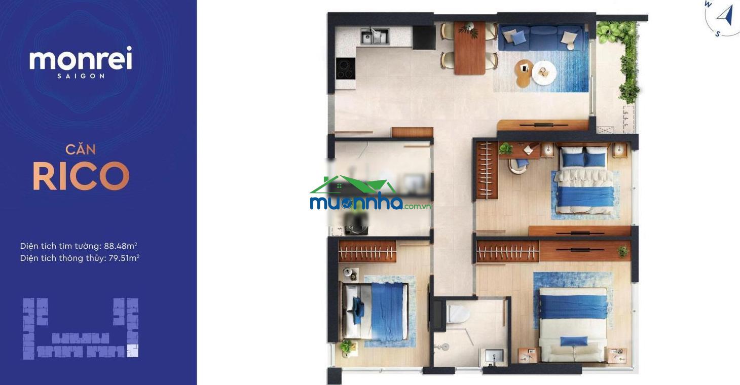 Monrei saigon 3pn 88m giá từ 3,95 tỷ | thanh toán 15% | bán trực tiếp cđt lh:0777 928 *** mr.đức huy