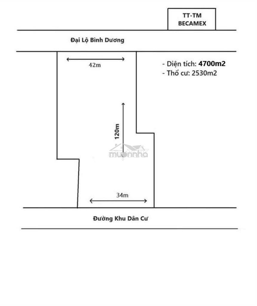 Bán nhà mt đại lộ bình dương, dt đất 4700m2, ngay  tttm becamex bd - 2