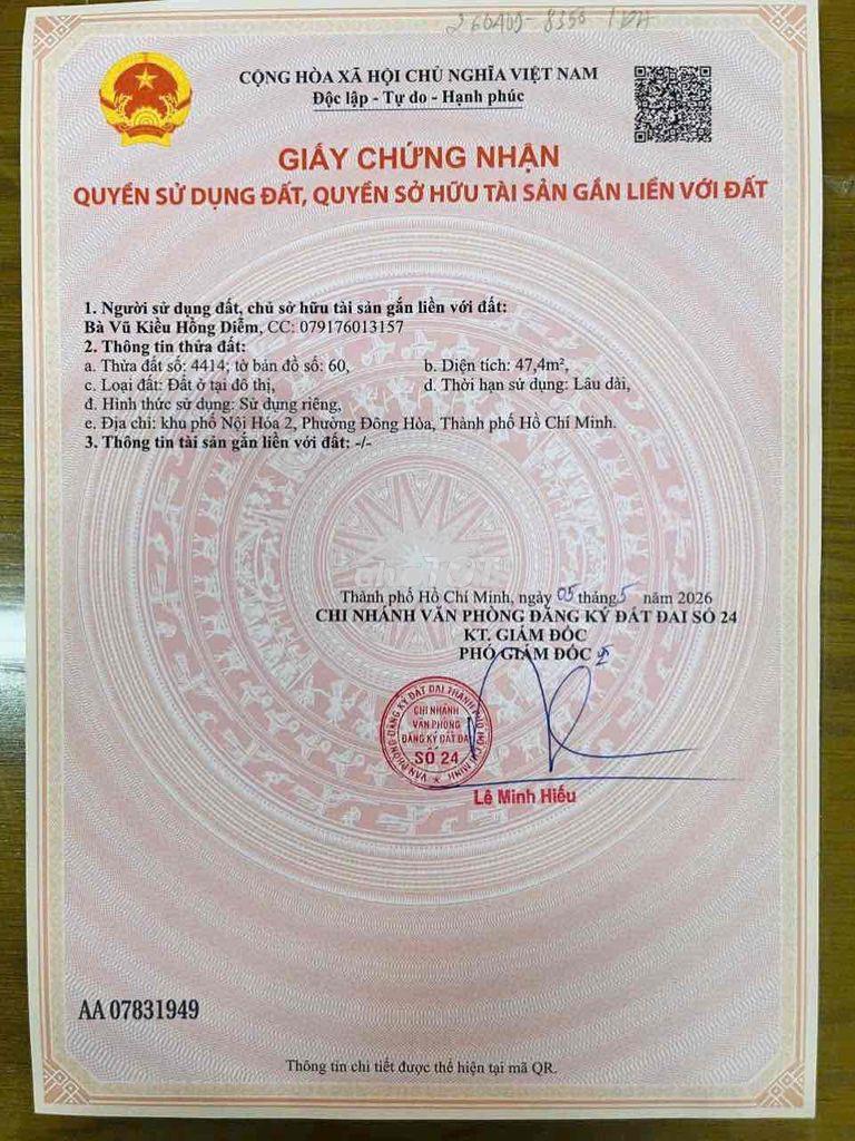 Bán nhà gần chợ đông hoà dĩ an sổ riêng 48m2