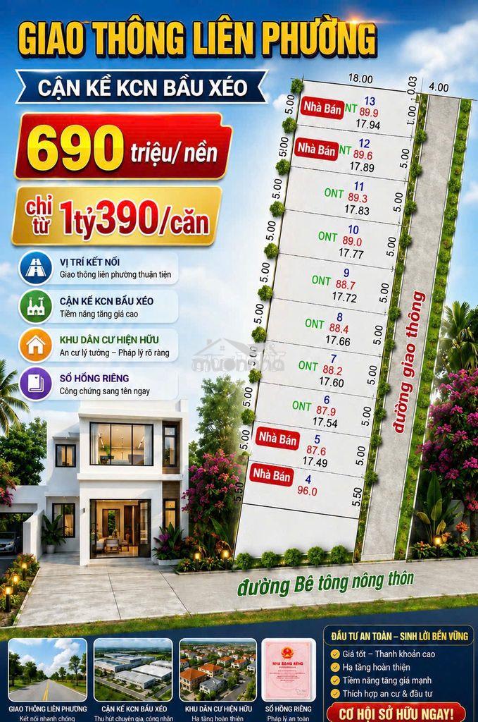 Đất nền full thổ sát kcn bàu xéo