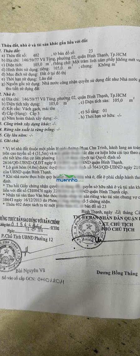 Bán nhà quận bình thạnh, hẻm xe hơi vũ tùng, giá 14 tỷ - 2