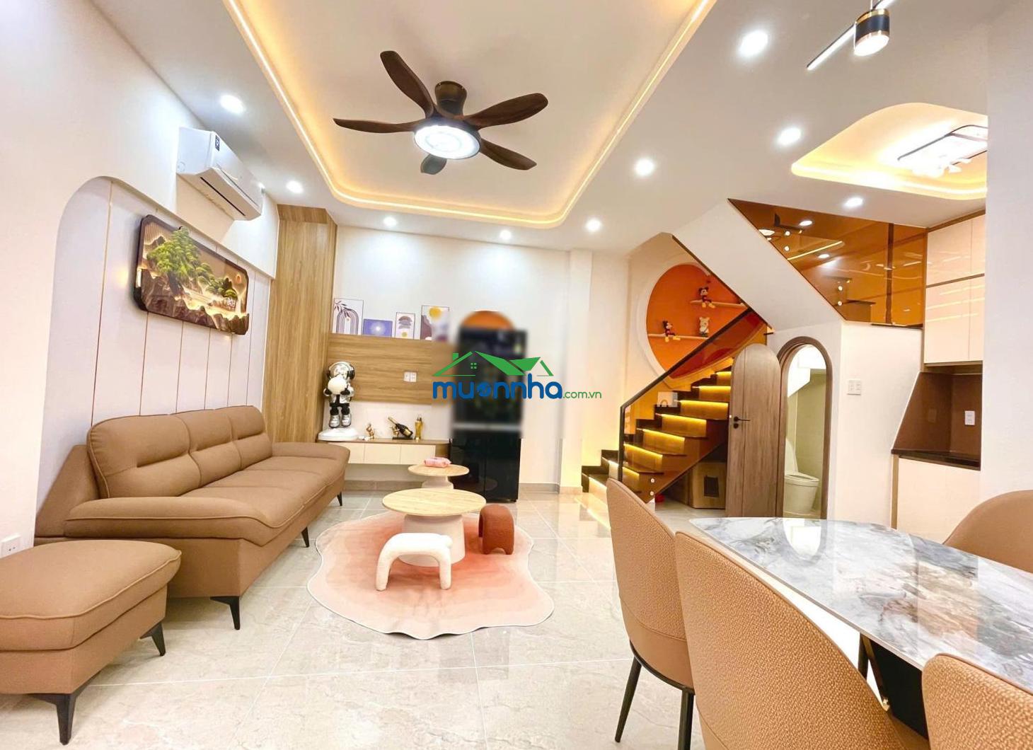 Cần bán gấp nhà hẻm 3m phan văn trị. dt: 6 x 5.6m. xây 4 tầng mới. nở hậu. cách mặt tiền chỉ 20m - 2