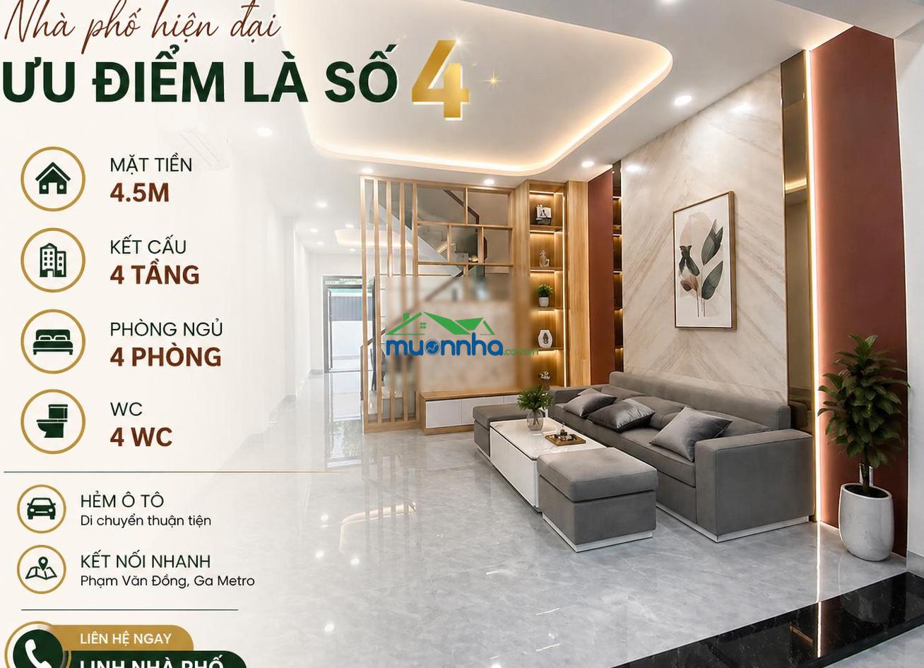 Bán nhà 4 tầng hẻm ô tô đường số 2, trường thọ - 78,7m2, ngang 4,5m - giá 8,2 tỷ - 3