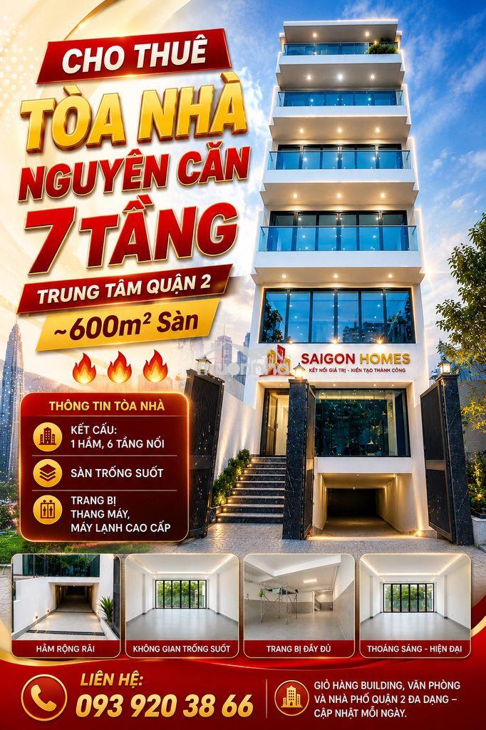 🔥 Cho thuê tòa nhà văn phòng thạnh mỹ lợi trung tâm quận 2 ~ 600m² sàn