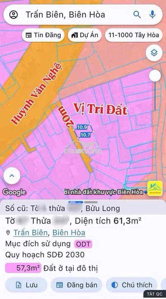 Bán đất 1 sẹc đường huỳnh văn nghệ  bửu long, biên hoà