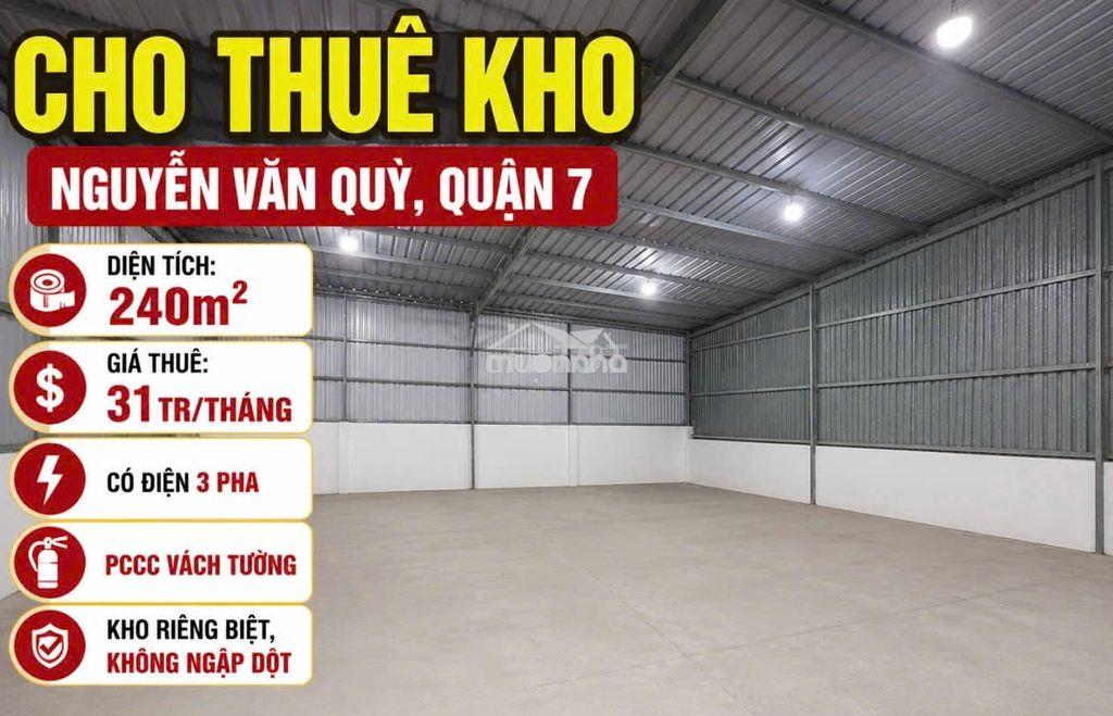 Cho thuê kho nguyễn văn quỳ, 240m² – kho riêng biệt – điện 3 pha - 3