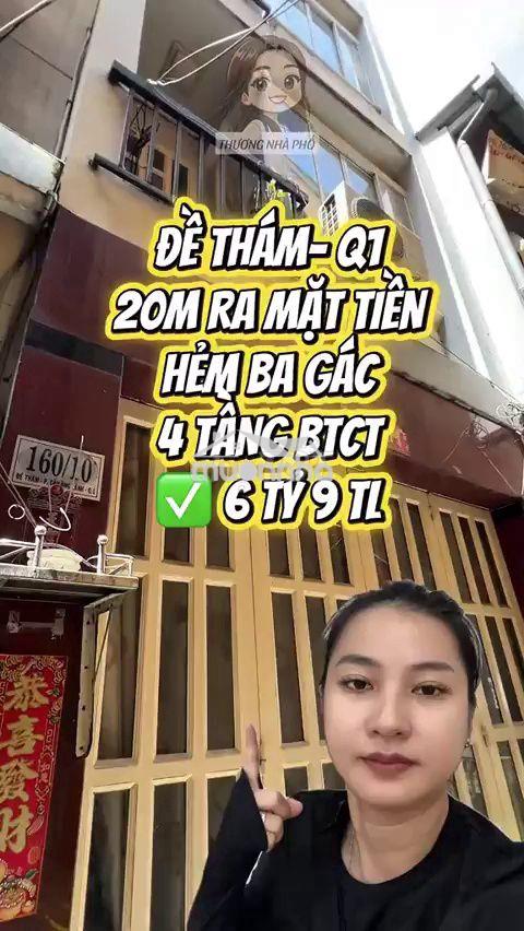 Bán nhà hẻm đề thám quận 1, 4 tầng btct - giá 6.9 tỷ