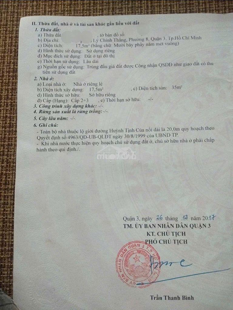 Lô góc kinh doanh lý chính thắng, quận  3, 18m2 hẻm xe tải, nhỉnh 2 tỷ - 4