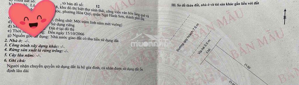 Cần bán 105m2 điện âm trái , bờ quan 7 , nam hoà xuân - 4