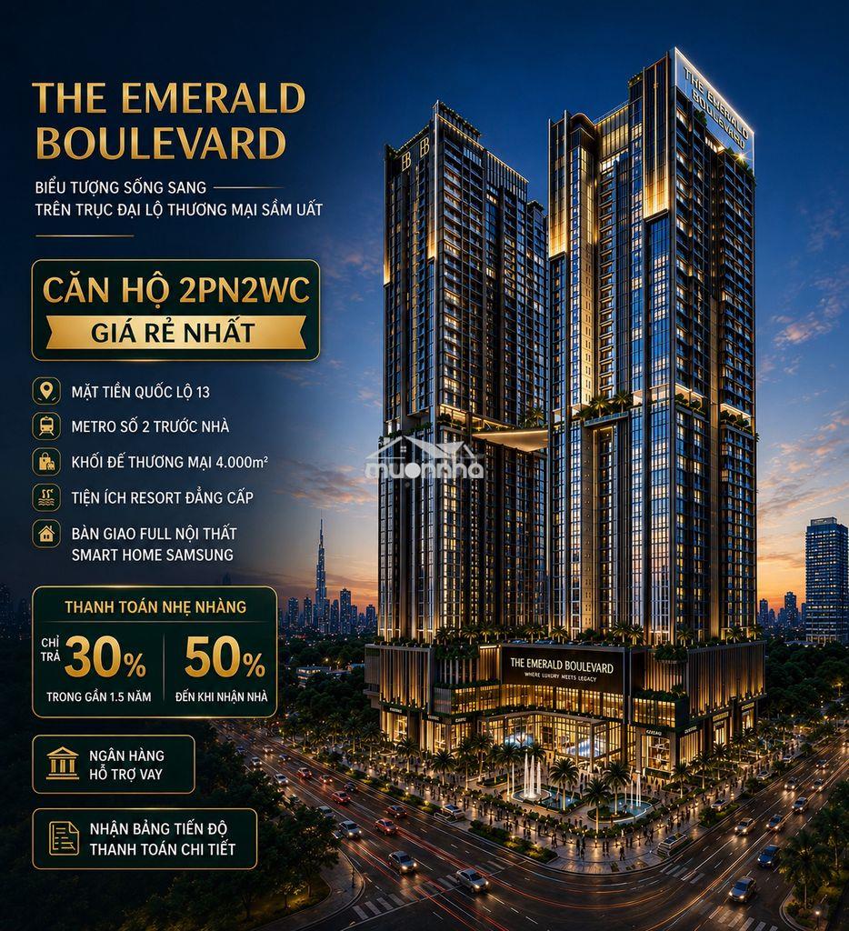 Căn hộ the emerald boulevard 2pn2wc full nội thất, trả góp 30%/1.5 năm - 2