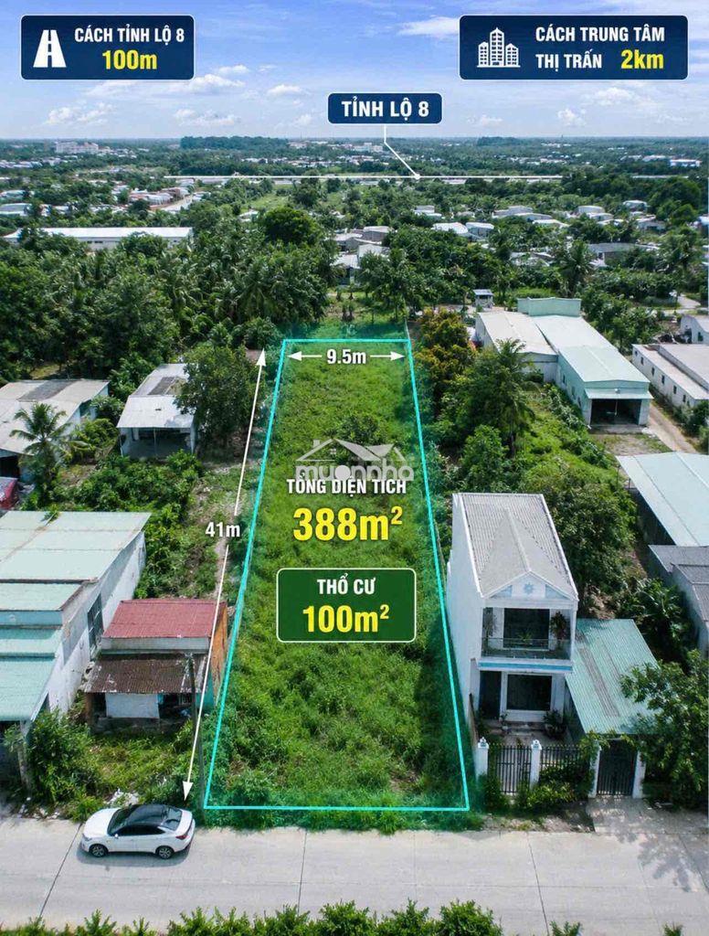 388m2 mt nhựa - 100m2 thổ cư (9.5x41m) xã củ chi mới