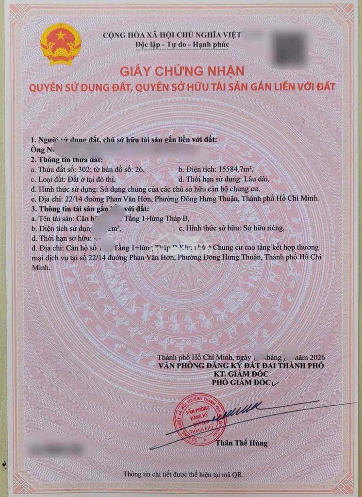 Căn hộ tầng trệt 120m sổ hồng sở hữu lâu dài q12