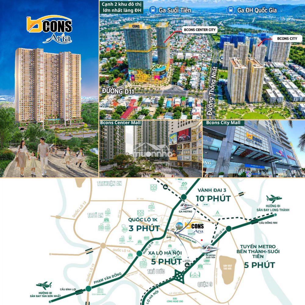 Bán căn hộ bcons aria cạnh ga metro - bank hỗ trợ lãi cố định 6.9%/năm - 2